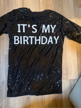 Women’s Black Sequin "It's My Birthday" Dress
